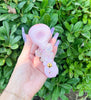Pink butterfly glass hand pipe on green background