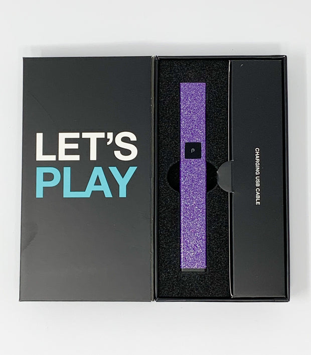 purple Plug and Play vape pen in black box