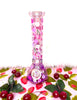 Purple iridescent water pipe with cherries and daisies on it