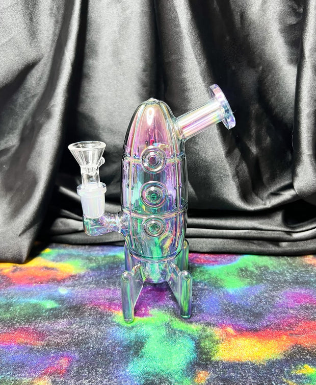 Iridescent Rocket Ship Water Pipe/Dab Rig