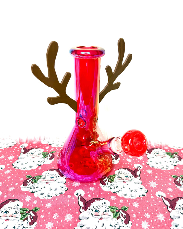 Side profile of the red reindeer bong