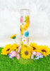 Side profile sunflower rainbow dried floral water pipe