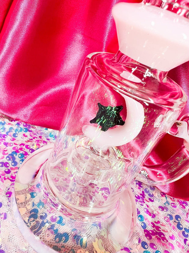 🌙 Pink Star & Moon Dab Rig | Cute Celestial Bong