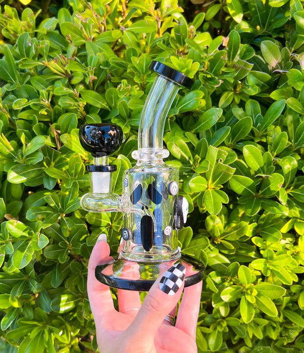 Black Ghost Face Glass Water Pipe/Dab Rig