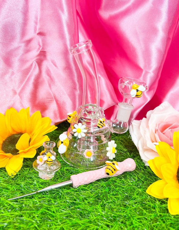 Pink Beehive Dab Rig Set | Cute Dab Rig Sets