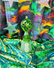 Green Iridescent Martian Glass Water Pipe/Dab Rig