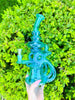 Neon Blue Recycler Glass Water Pipe/Dab Rig
