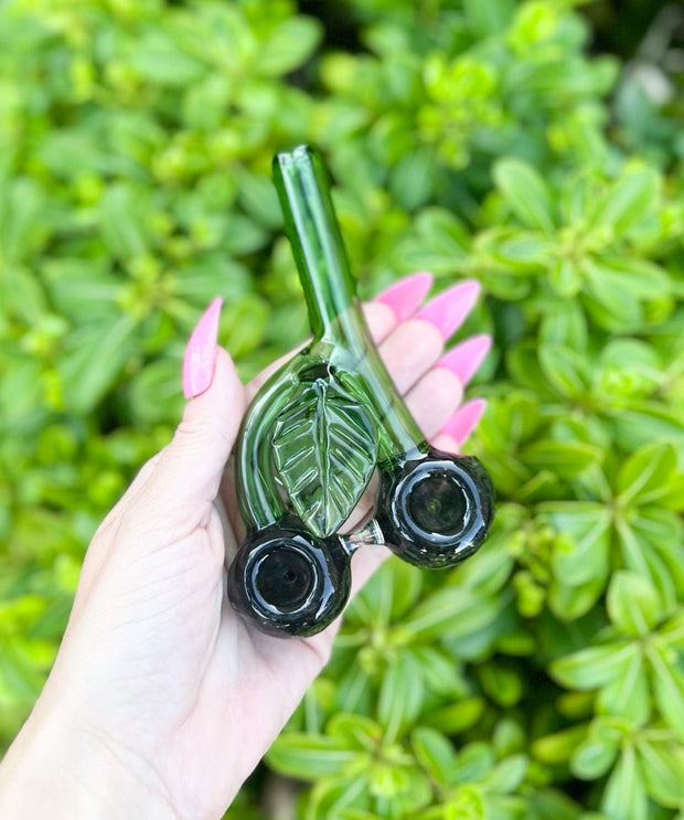 Black Cherry Double Bowl Glass Hand Pipe