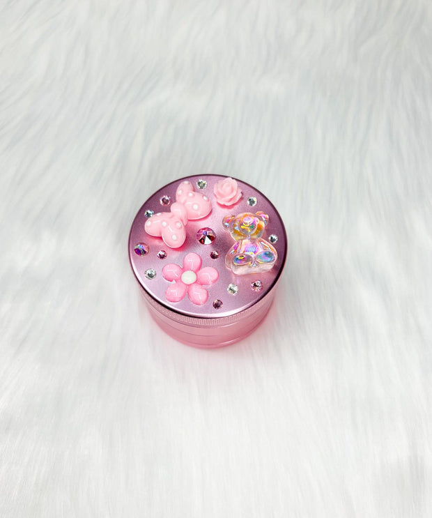 Pink Iridescent Bear Crystal 4 Piece Grinder