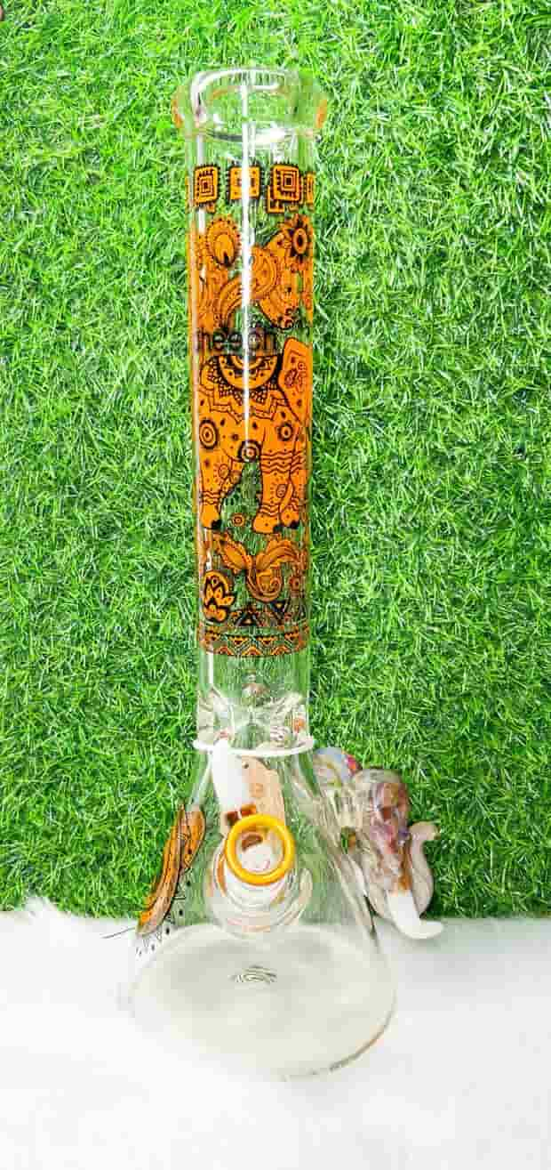 Cheech 16in Amber Elephant Glass Water Pipe/Bong