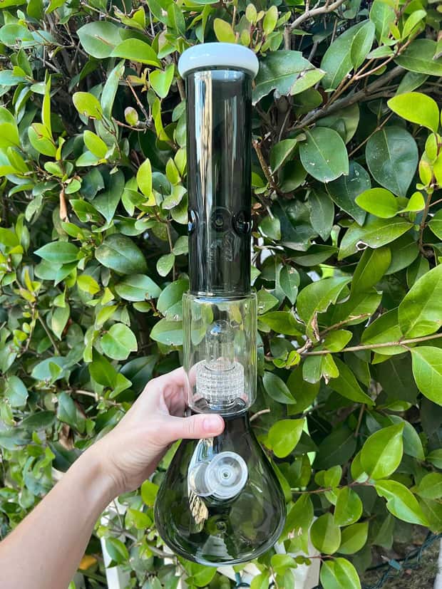 Jade Double Perc 16in Beaker Glass Water Pipe/Bong