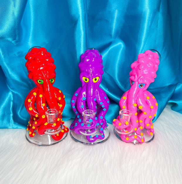 Bubblegum Octopus Monster Glass Water Pipe/Dab Rig