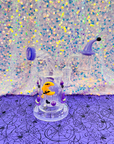 Crystal Purple Witch Hat Glass Water Pipe/Dab Rig