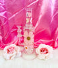 Pink Dried Floral Double Perc Glass Water Hand Pipe/Dab Rig