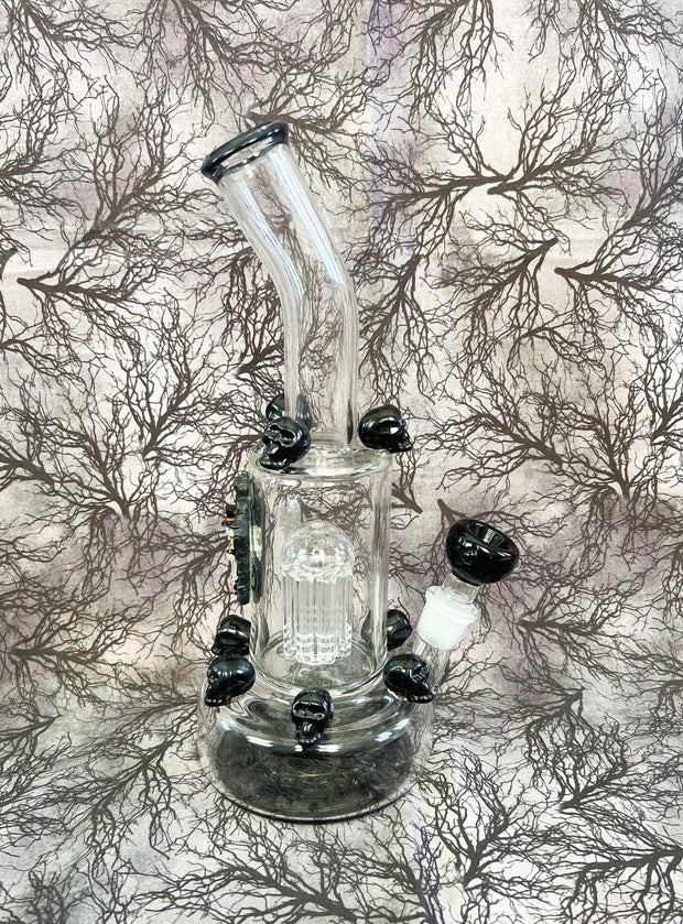 Halloween Skulls 12in Bent Neck Glass Water Pipe/Dab Rig