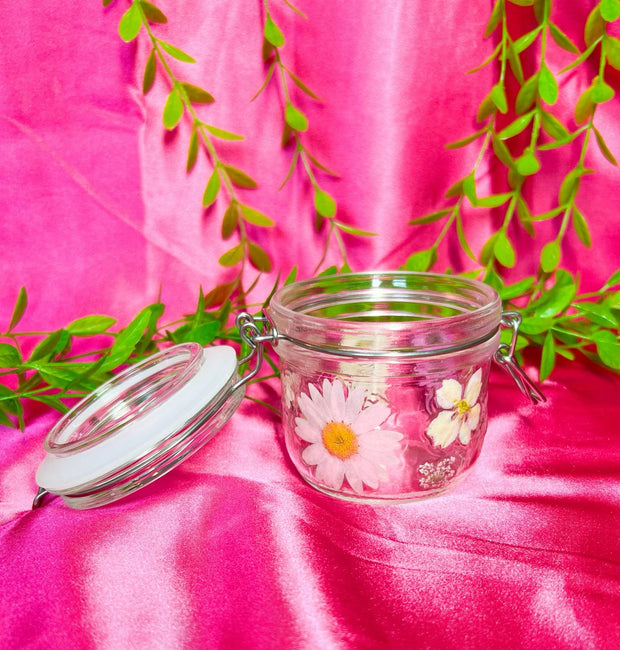 Pink Dried Floral Stash Jar