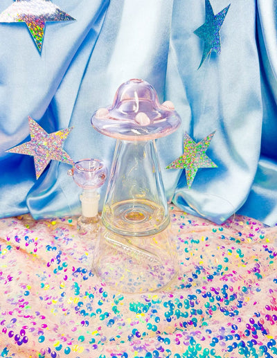 Pink UFO Spaceship Glass Water Pipe/Dab Rig