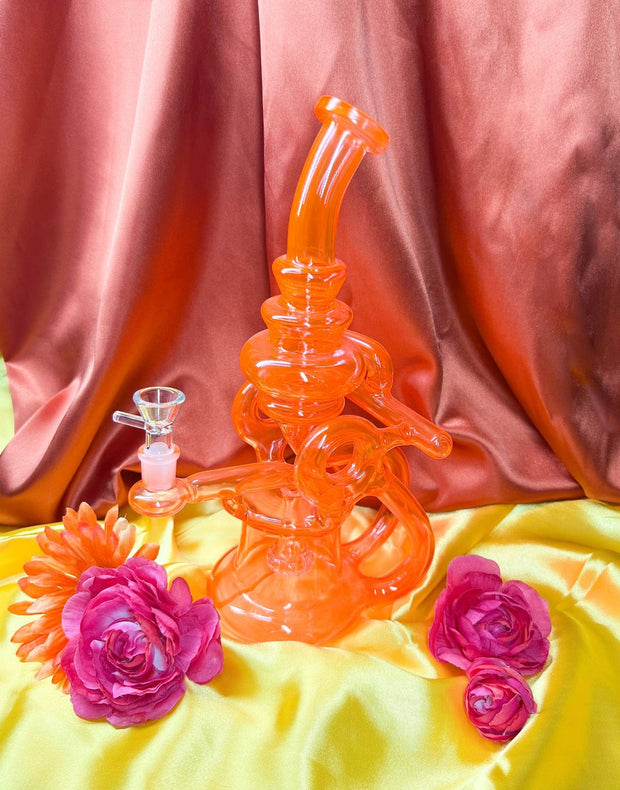 ZONG Hand Blown Glass Tobacco Pipe-US Made, Orange Dichro Swirl
