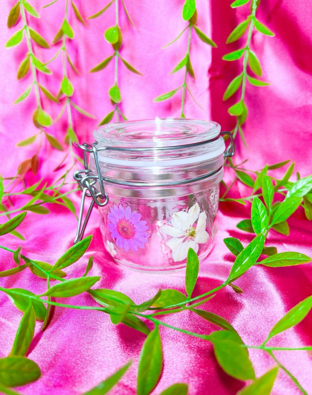 Pink Dried Floral Stash Jar