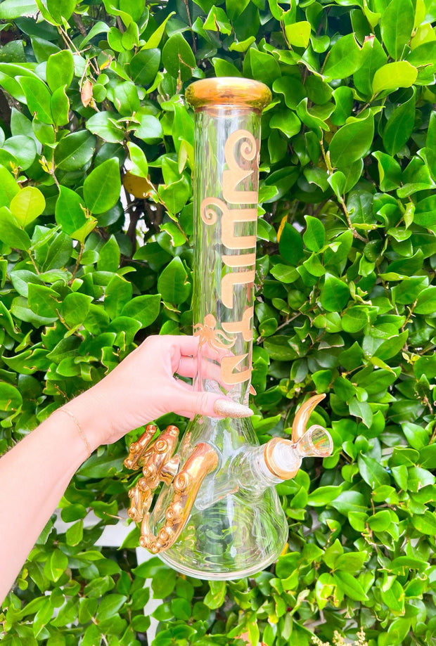 Juicy J Golden Squid Tentacle 16in Glass Water Pipe/Bong