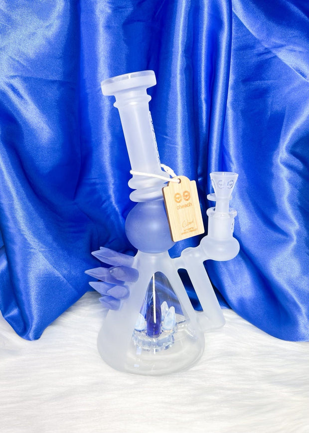 Cheech Blue Crystal Glass Water Pipe/Dab Rig