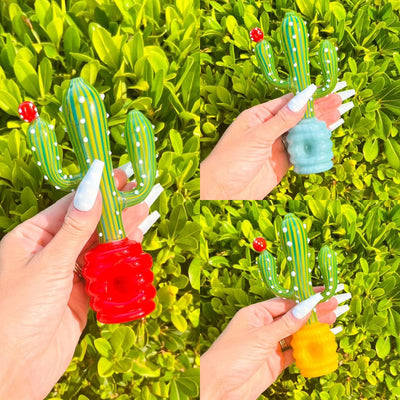 Colorful Green Cactus Glass Hand Pipe