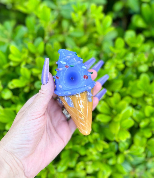 Purple ice Cream Glass Hand Pipe