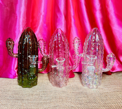 Summer Vibes Cactus Glass Water Pipe/Dab Rig