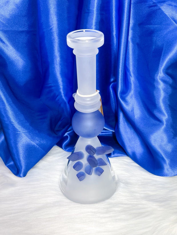 Cheech Blue Crystal Glass Water Pipe/Dab Rig