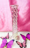 Iridescent 12 inch swirl bong with pink weed leaf bowl
