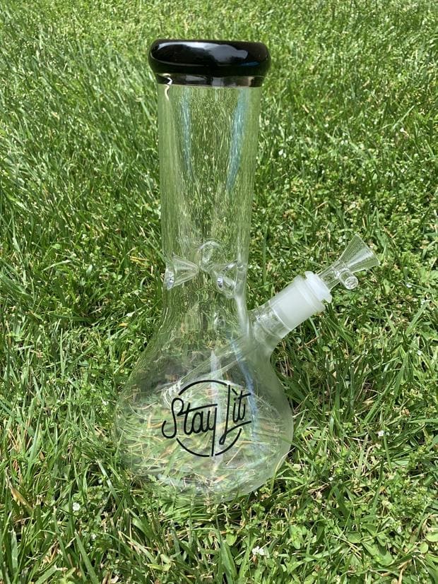 Black StayLit 10in Beaker Glass Water Pipe/Bong