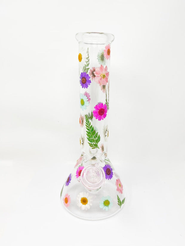 dried floral beaker glass water pipe