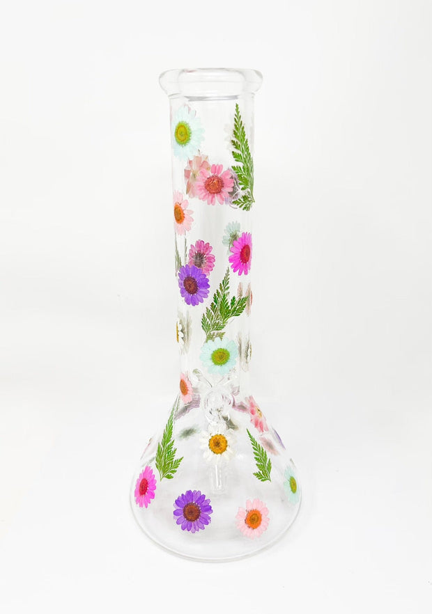 dried floral cute beaker bong-back-view