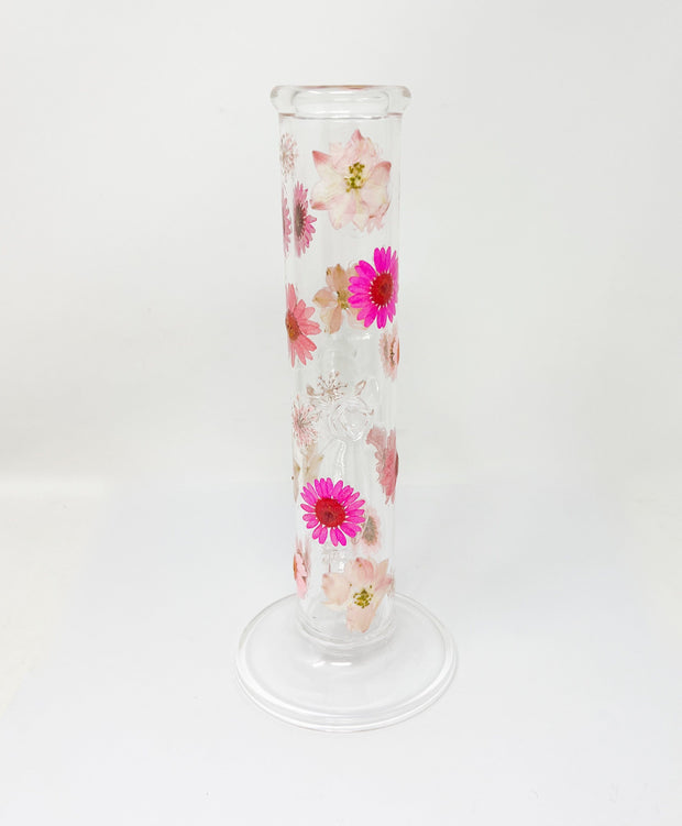 dried floral straight tube water pipe rear view