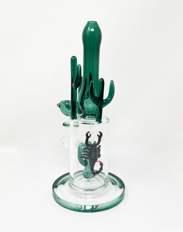 hand-blown glass cactus bong with scorpion perc