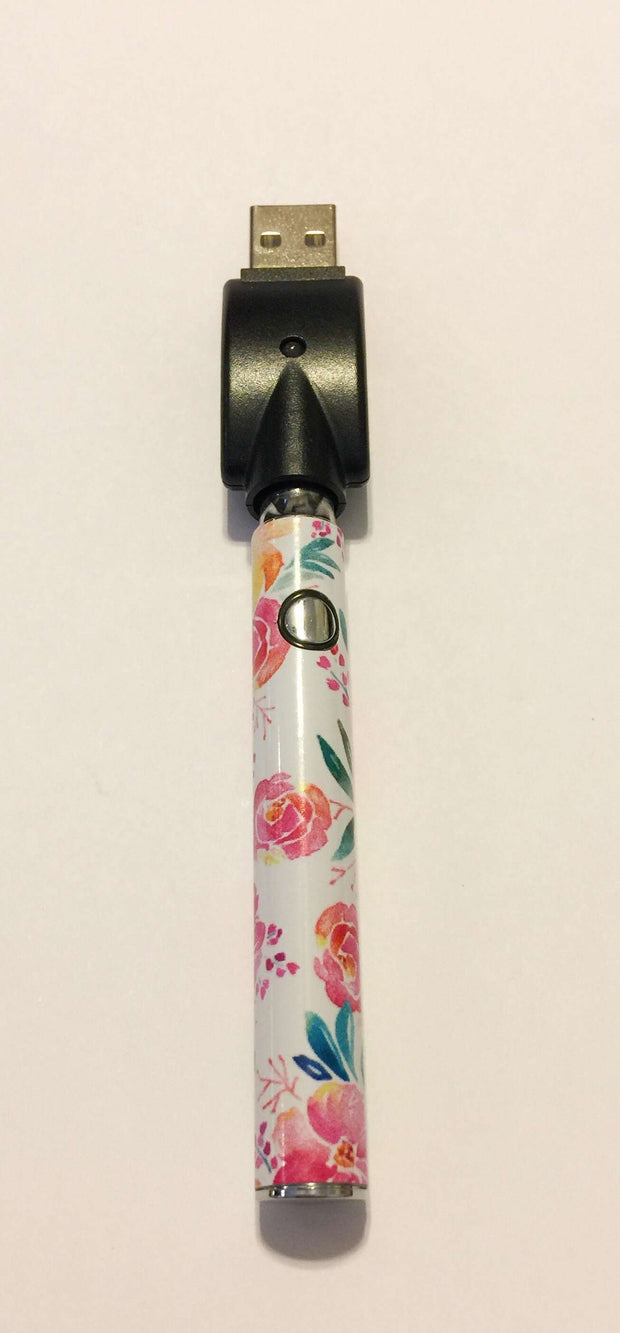510 Threaded Battery White Floral Vape Pen | Buy From StayLit Design 510 Threaded Battery White Floral Vape Pen | Buy From StayLit Design
