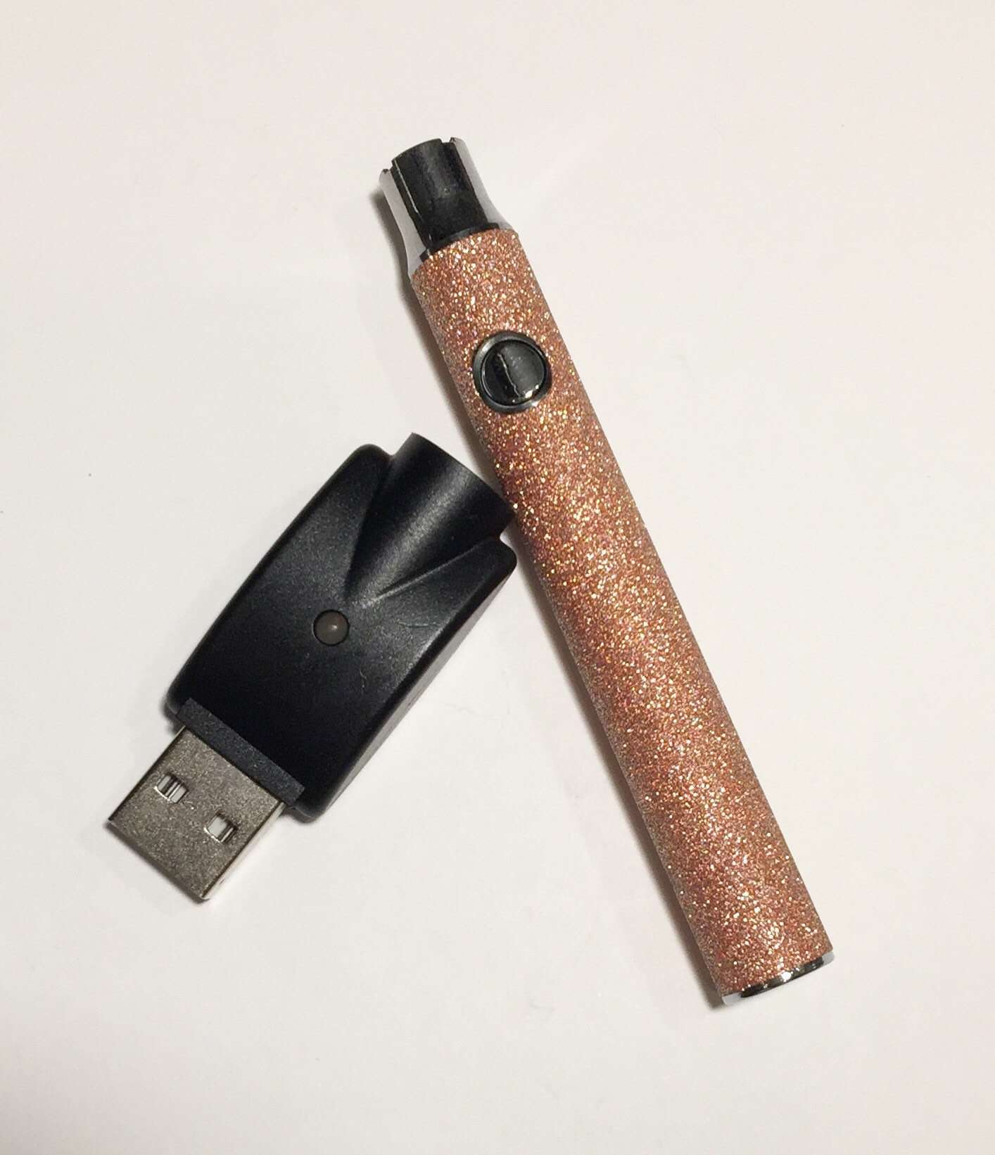 510 Battery Rosy Bronze Glitter Vape Pen | StayLit Design 510 Battery Rosy Bronze Glitter Vape Pen | StayLit Design