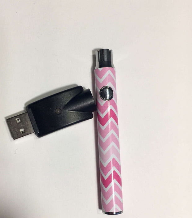 510 Threaded Battery Pink White Chevron Vape Pen