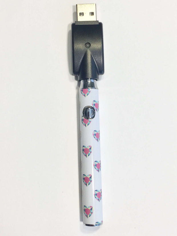 510 Battery Pink Diamond Hearts Vape Pen | StayLit Design 510 Battery Pink Diamond Hearts Vape Pen | StayLit Design