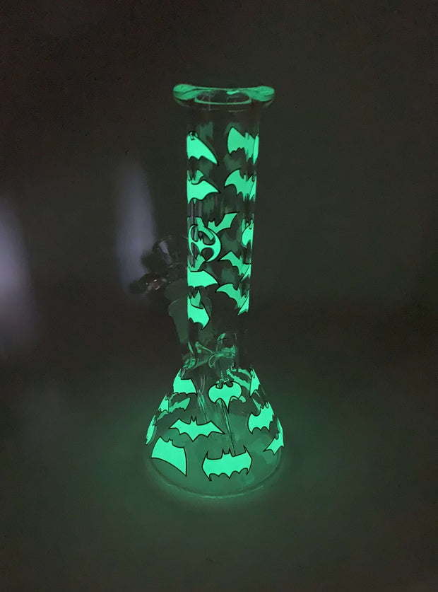Glow In The Dark Bats Glass Water Pipe/Bong