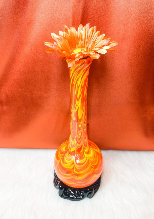 Noble Glass Orange Swirl Black Heady Glass Water Pipe/Bong