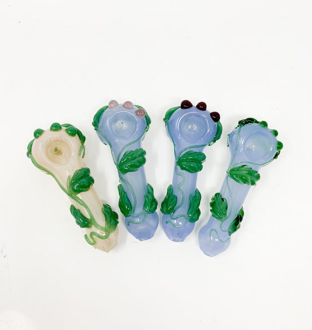 Floral Leaf Ivy Glass Hand Pipe
