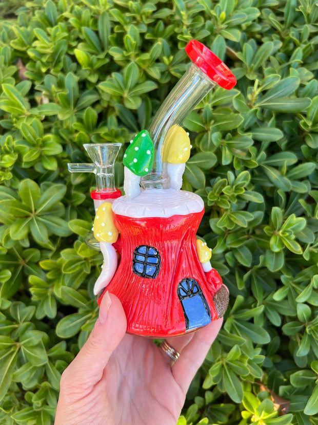Magical Mushroom Cottage Glass Water Pipe/Dab Rig