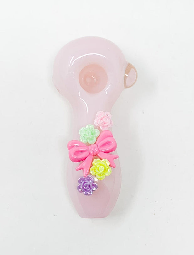 Pink Colorful Daisies Glass Hand Pipe