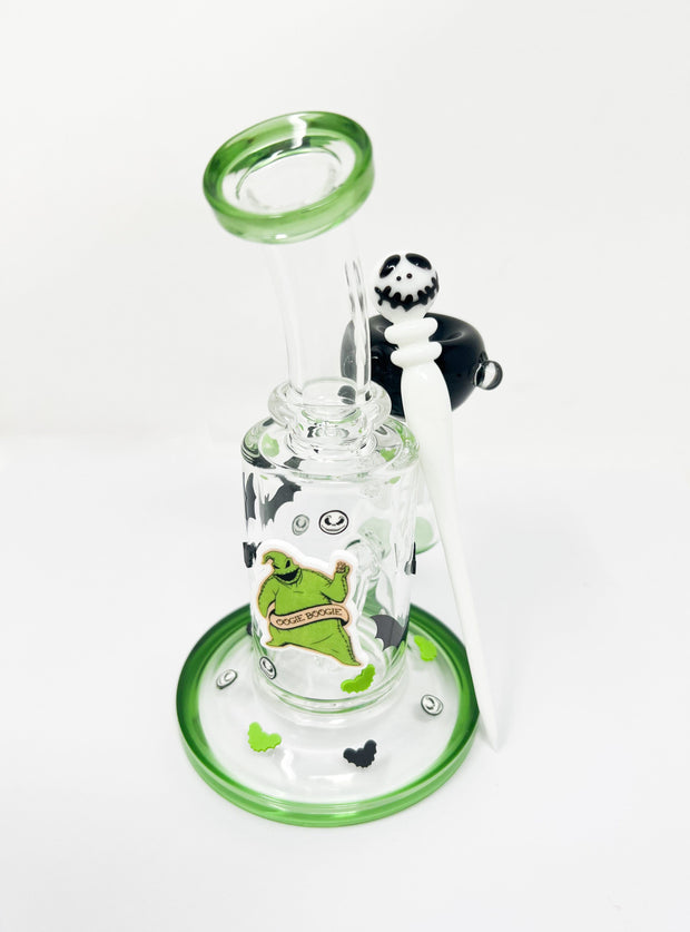 Oogie Boogie Bent Neck Glass Water Pipe/Rig