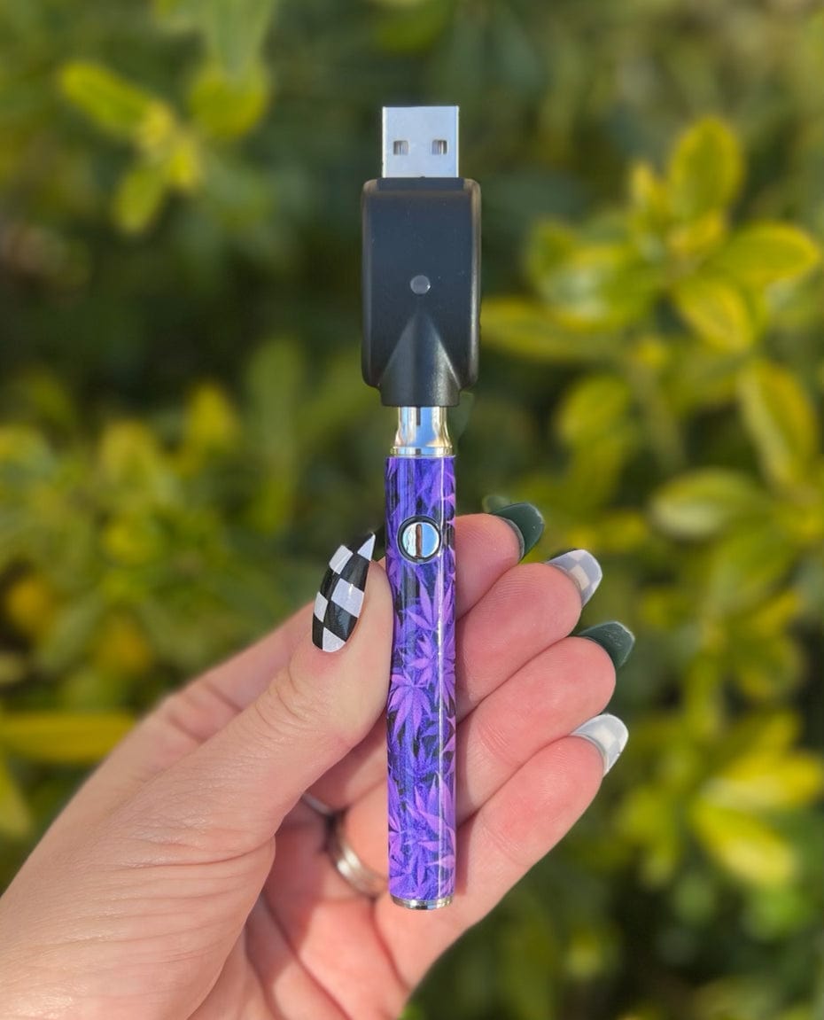 Marijuana Vape Battery 510 Purple Leaf Vape Pen Ooze Quad 2 500mAh Vape  Battery