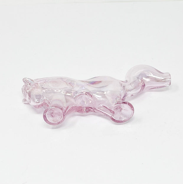 Pink Iridescent Unicorn Glass Hand Pipe