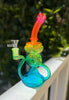 Neon Lights Rainbow Recycler Glass Water Pipe/Dab Rig Set