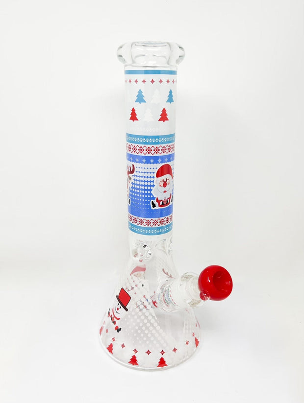 Holly Jolly Christmas Sweater Beaker Glass Water Pipe/Bong