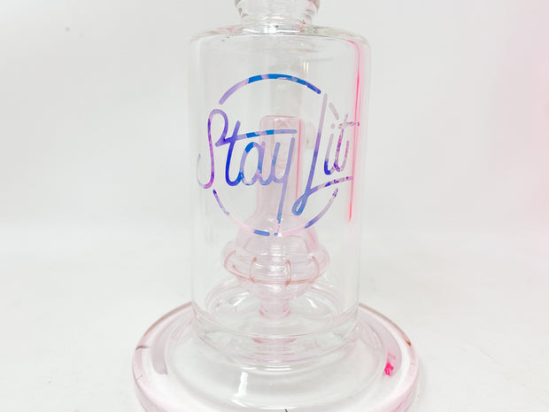 Opal Holographic StayLit 9in Bent Neck Glass Water Hand Pipe/Dab Rig